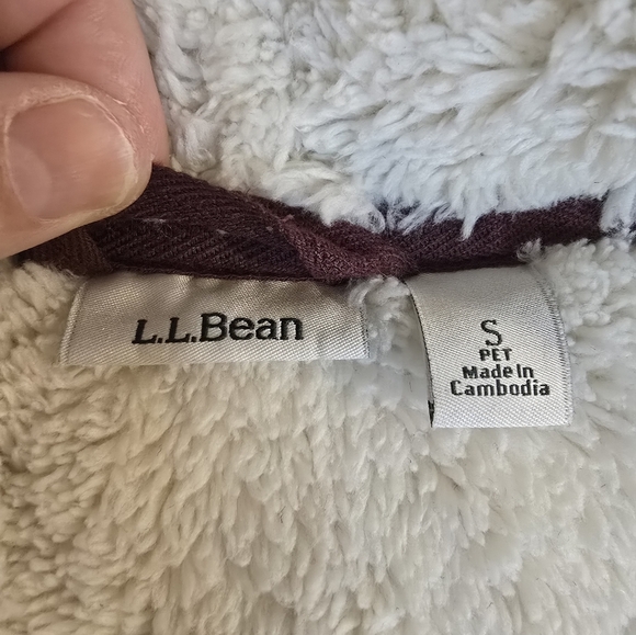 L.L. Bean Sherpa Lined Deep Wine Small Petite Fall Cozy Open Front Cardigan - Picture 9 of 12